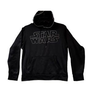 Star Wars Mens Small 34/36 Black Silver Spell Out Polyester Pullover Hoodie
